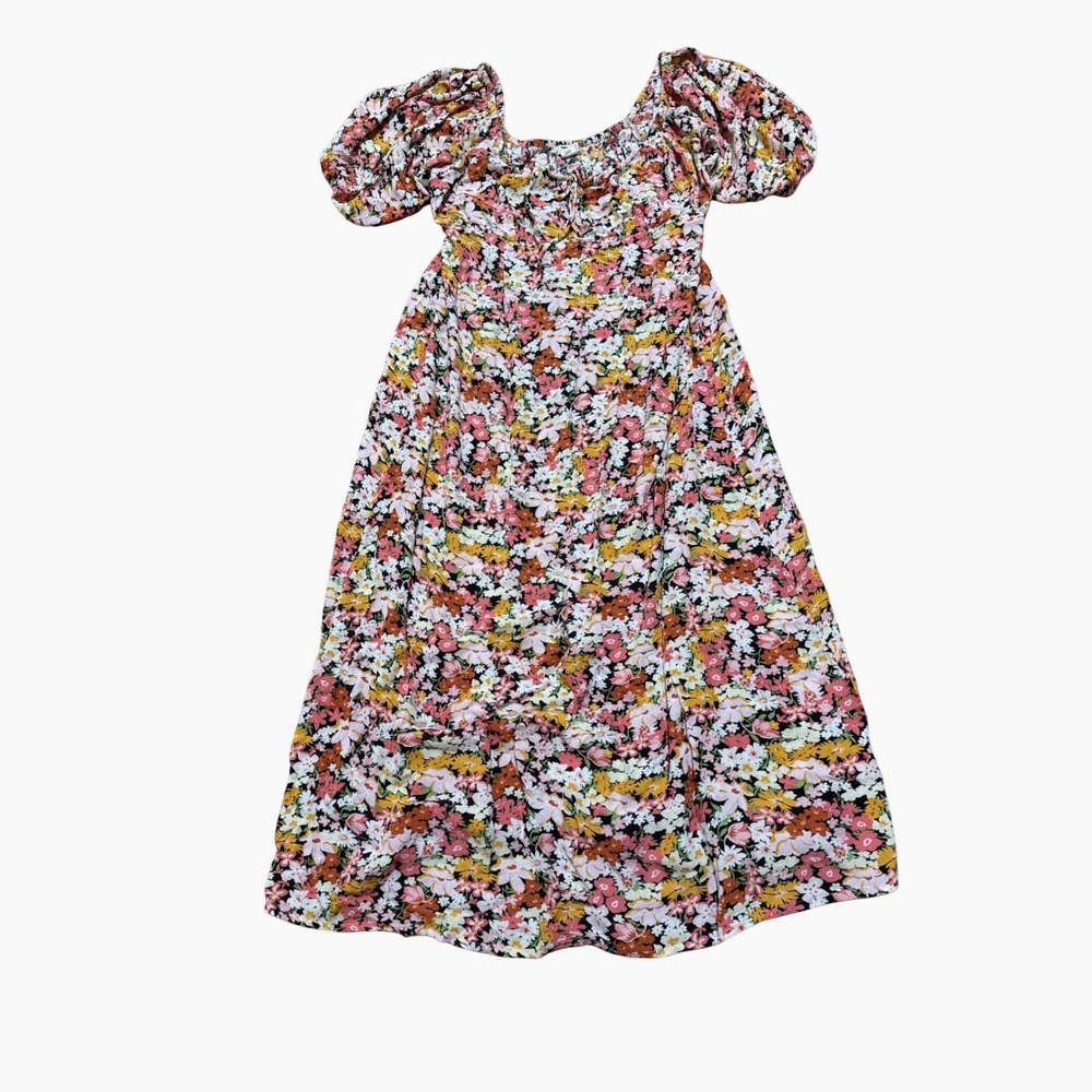Billabong (Pink) Floral Puff Sleeve Midi Dress Womens Medium